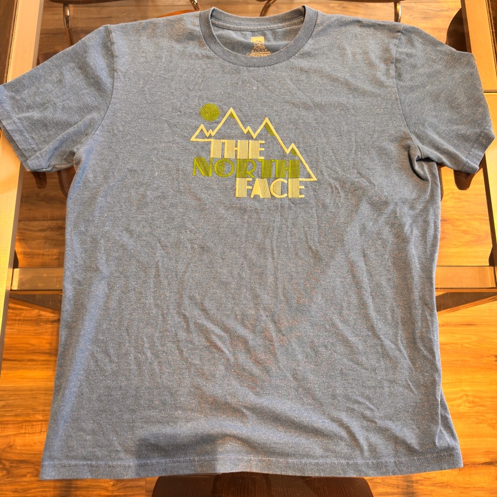 The North Face Heather Blue Tee with Green Logo